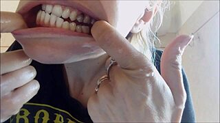 Brushing teeth properly and filling mouth with toothpaste!