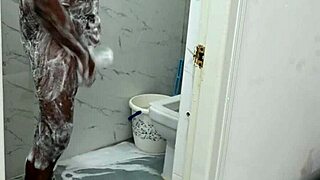 Lucky Asian Boy Showers with Irani Milf's Huge Tits