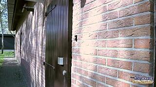 Blonde beauty seduces older guy with tight pussy. She swallows every drop of cum.