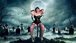 奶奶Carmen用单人振动器玩耍高潮猛烈。