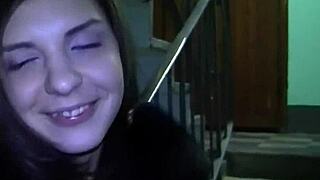 Young girlfriend gets pounded hard in public stairwell. It’s a risky outdoor thrill!  