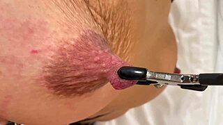 Milf In Glasses Binds Hands, Gets Boobs Spanked, Nipples Clamped Hard By Neighbor