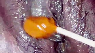 village housewife shows off her wet pussy juice