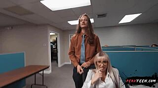 I talk on phone with boyfriend while boss fucks me at office.