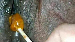 village housewife shows off her wet pussy juice