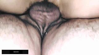 Homemade sex in sauna with black fishnet stockings and bunny outfit