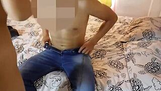 Perverted stepdad breaks 18-year-old hijastra's tight spot with big cock.