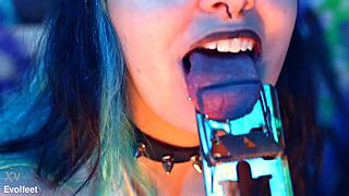 lesbian explores strap-on and toe fetish