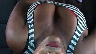 Hardcore Car Sex with Ebony Amateur in Ripped Clothes. Big Tits Bounce Wildly!
