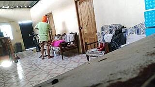 Stepmother Rests On Sofa, Stepson Arrives?