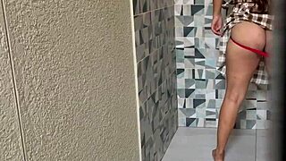 i find my stepdaughter in school uniform shaking her huge ass in the shower