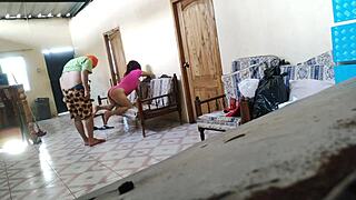 Stepmother Rests On Sofa, Stepson Arrives?