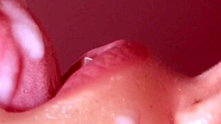 japanese step daughter skillfully pleases her step father with a close-up blowjob until he finishes