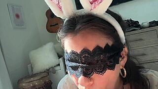 cute bunny sucks huge cock