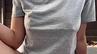 italian big tits smoking outdoor