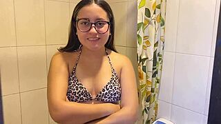 Stepbrother spies on me bathing and fills my ass