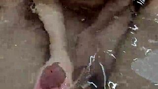 This bath handjob just ended with a hot underwater cumshot, wow!