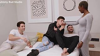 Innocent Ebony's Wild GANGBANG Fantasy Comes True