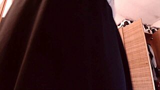 your italian stepmother gets wild with orgasms at the desk. her huge clit squirts hard!