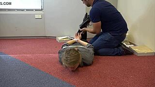 Teen Violet Haze bound as real estate agent for kinky play.