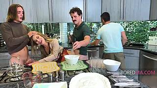 Free-use thanksgiving in the kitchen with mature participants. A special holiday tradition.