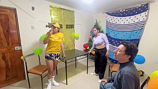 Real homemade threesome with friends two women and a man!