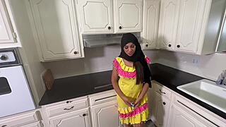 Amira Ali, the maid, squirts for money.