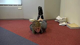 Teen Violet Haze bound as real estate agent for kinky play.