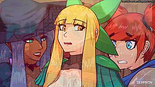 Russian crossdressing group in rough doggystyle gangbang, bent over with monster cocks and cumshots.