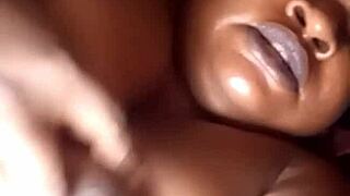 during a video call, she fingers her pussy and masturbates to a creampie cumshot