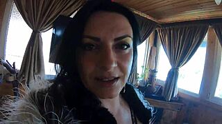 Deep-throat play and camel-toe in leather and fur fetish preview