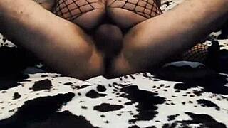 my wife rides me cowgirl in erotic mesh bodysuit