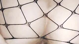 my wife rides me cowgirl in erotic mesh bodysuit