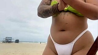 Cheese seller can't stop staring at my pussy on the beach