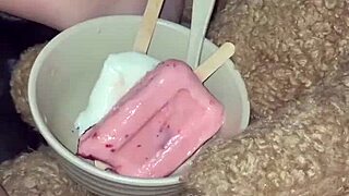 Wild teen 18+ stuffs pussy with ice cream and chocolate!