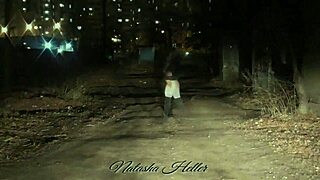 Autumn teases with a daring naked stroll in public?