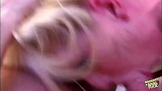 Hillary Scot, a kinky blonde, craves rough sex and engages in a threesome with licking, assfucking, and double penetration