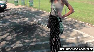 Realitykings street blowjobs lock lips in wild bedroom banging. Group action heats up fast!