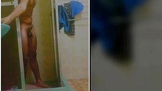 Brazilian Young 18+ Bathing With Huge Cock Cumshot