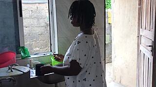 steamy kitchen sex with my curvy ebony maid