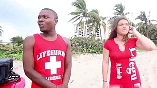Public Blowjob Scene with Lifeguard Sucking Big Cock on Break