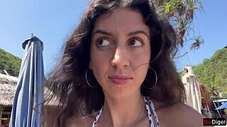 Hottie Sucks Dick On Public Beach, Walks With Cum On Face