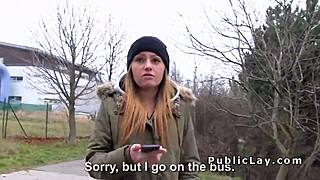 Brunette Euro Babe Bangs Hard in Outdoor POV Public Scene