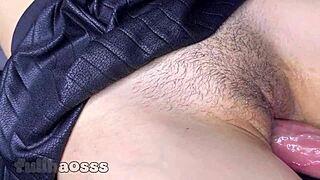 Teen 18+ Gets Big Cumshot in Hairy Dripping Pussy