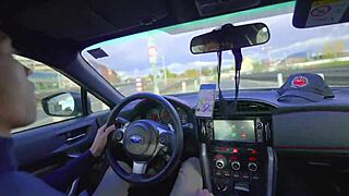 Blonde dares to flash and masturbate in taxi for intense pleasure