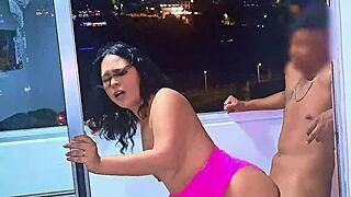 latina wife enjoys quickie on medellin balcony overlooking street