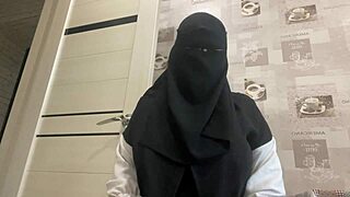 Syrian milf teases pussy through panties in solo play