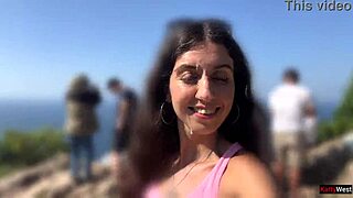 feeling thrilled with crazy cumwalk on crowded beach, almost caught!