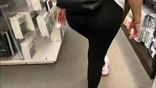 Flashing my ass in the public store turns me on, so I had to masturbate in the restroom