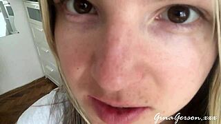 Tongue saliva throat fetish with sexy homemade blonde teen skinny young amateurs